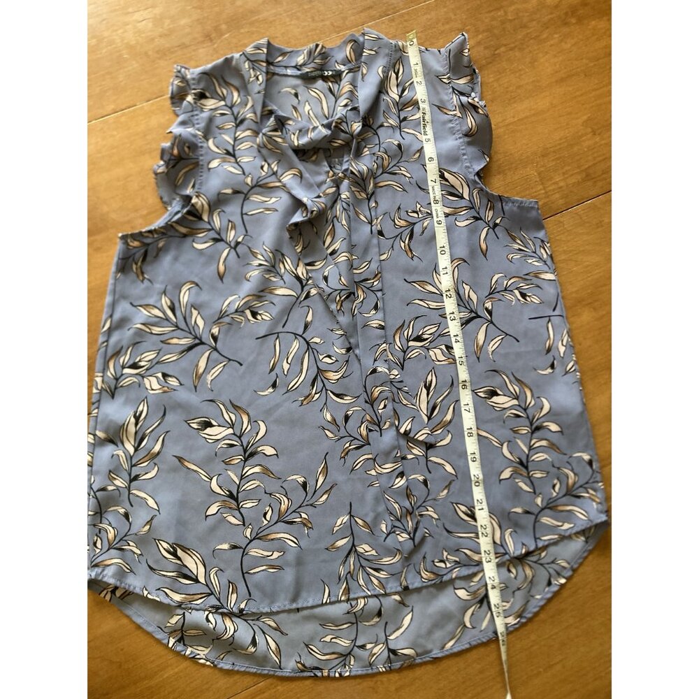 Papermoon Womens Sleeveless Floral Print Blouse Ruffle Trim High-Low Hemline - Picture 5 of 5